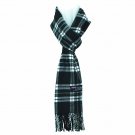 Plaid Black White Mens Womens Wool Scarf Scotland Made Scarves Winter 100% Cashmere