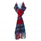 Plaid Red Blue Mens Womens Wool Scarf Scotland Made Scarves Winter 100% Cashmere