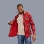 Men's Red Real Leather Western Shirt | Slim Fit Button Up Handmade Top