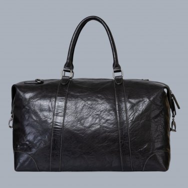 Handcrafted Full Grain Leather Duffle Bag | Black Travel Weekender Carry On