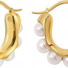 Sloong Pearl Hoop Huggie Earrings 14k Gold Plated Small Hoop Earrings
