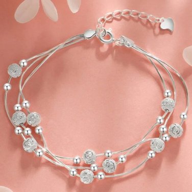 Stars Half Bangle Simple Ins Double Layer Hand Bead Chain Jewelry For Women Charm Bracelet 3