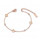 Yikln Stainless Steel Cz Crystal Flower Plant Chain & Link Charm Bracelets For Women Girls Jewelry -