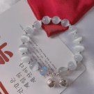 White Moonlight Stone Crystal Bracelet For Women Girls Imitation Opal Beaded Elastic Bracelet Jewelr