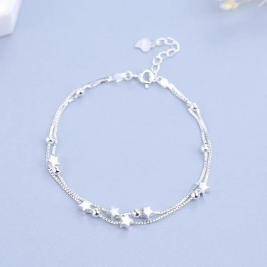 Stars Half Bangle Simple Ins Double Layer Hand Bead Chain Jewelry For Women Charm Bracelet