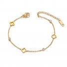 Yikln Stainless Steel Cz Crystal Flower Plant Chain & Link Charm Bracelets For Women Girls
