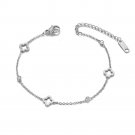 Yikln Stainless Steel Cz Crystal Flower Plant Chain & Link Charm Bracelets For Women Girls