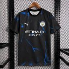 26 27 Manchester City Retro Inspired Black Blue Short Sleeve Sweat