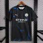 26 27 Manchester City Retro Inspired Black Blue Short Sleeve Sweat