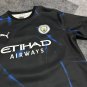 26 27 Manchester City Retro Inspired Black Blue Short Sleeve Sweat