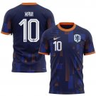 Xavi Simons 10 Netherlands National Team 2024 Away Kits AOP T- - Navy