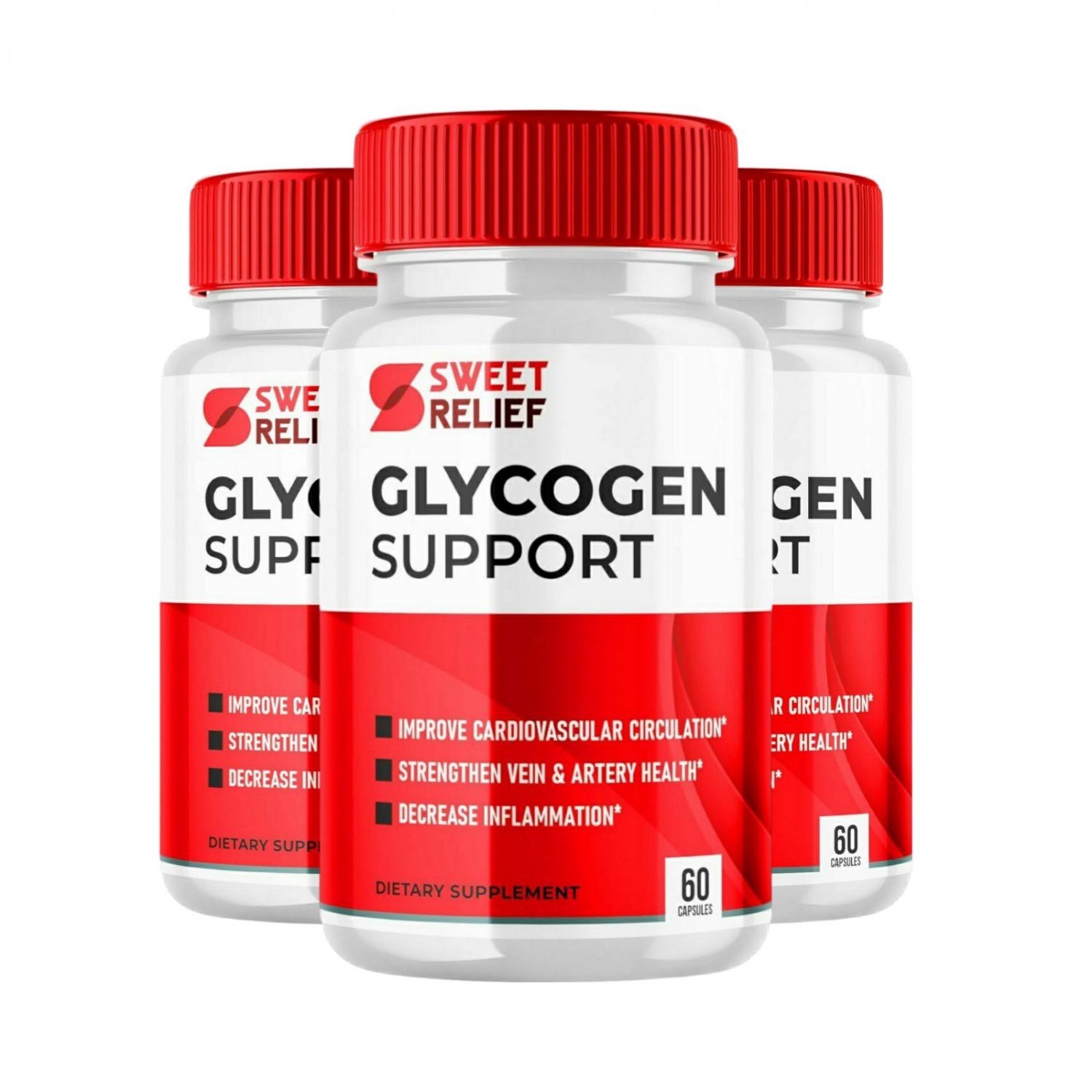 3 Pack Sweet Relief Glycogen Support Advanced Blood Support - 180 Capsules