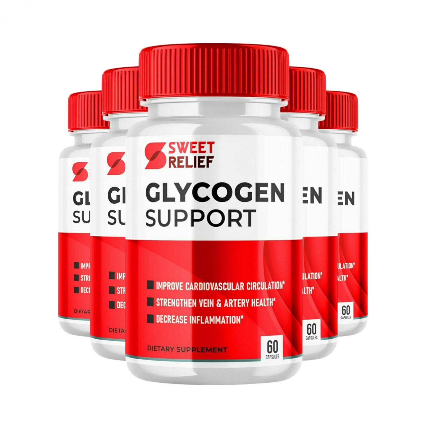 5 Pack Sweet Relief Glycogen Support Advanced Blood Support - 300 Capsules
