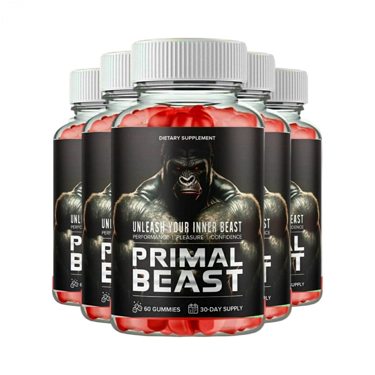 5 Pack Primal Beast Gummies Supplement For Men - 300 Gummies