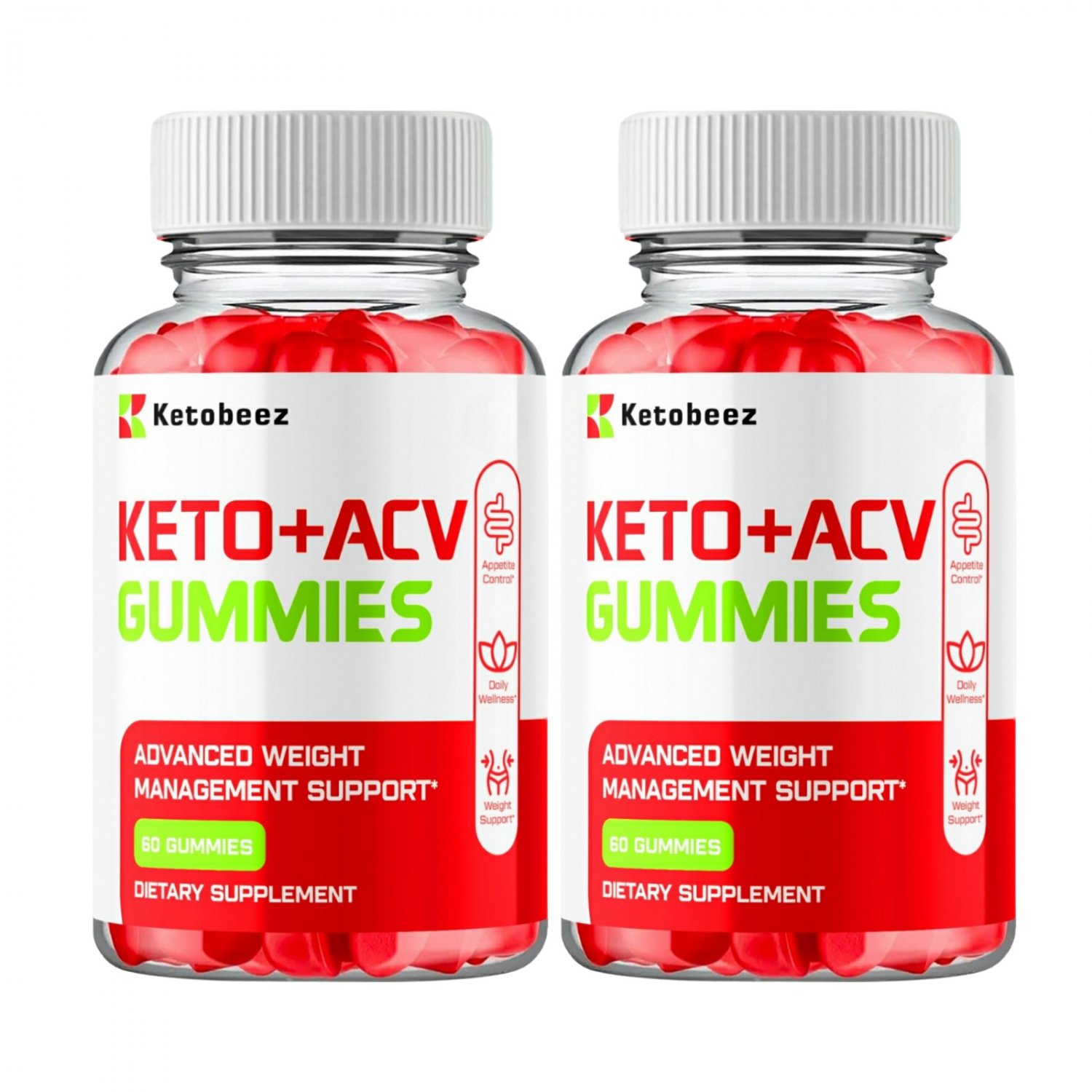 2 Pack Ketobeez ACV Gummies For Weight Loss Supplement - 120 Gummies