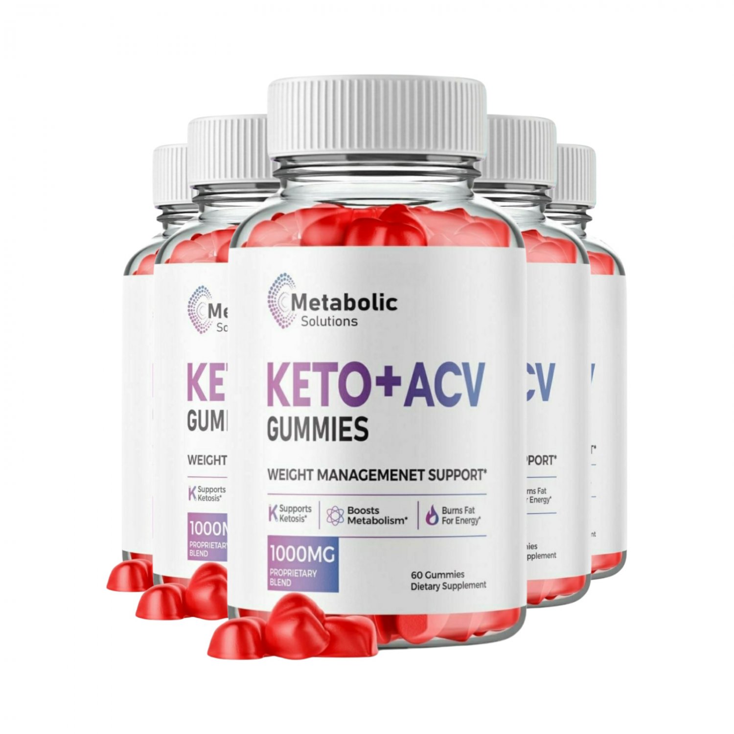 5 Pack Metabolic Solutions Keto ACV Gummies For Weight Loss - 300 Gummies