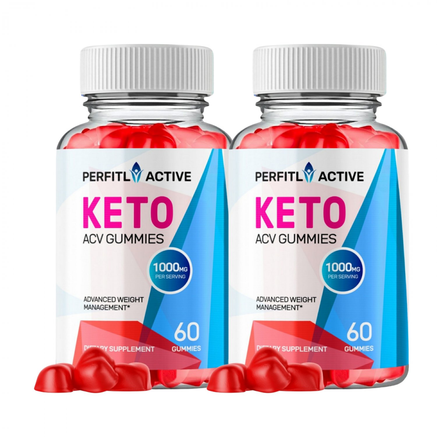 2 Pack Perfitly Active Keto ACV Gummies 1000mg - 120 Gummies