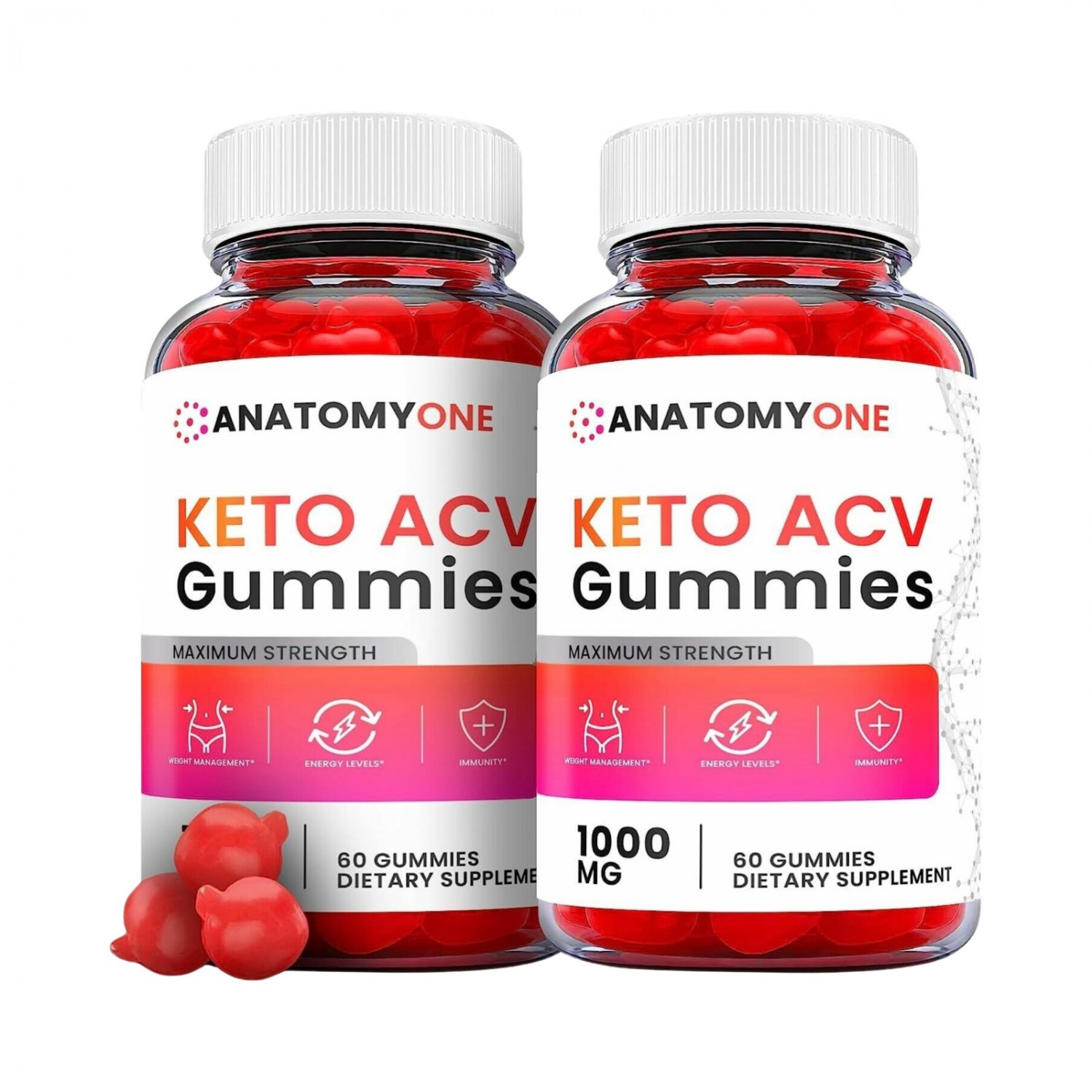 2 Pack Anatomy One Keto ACV Gummies, Anatomy One Gummies - 120 Gummies