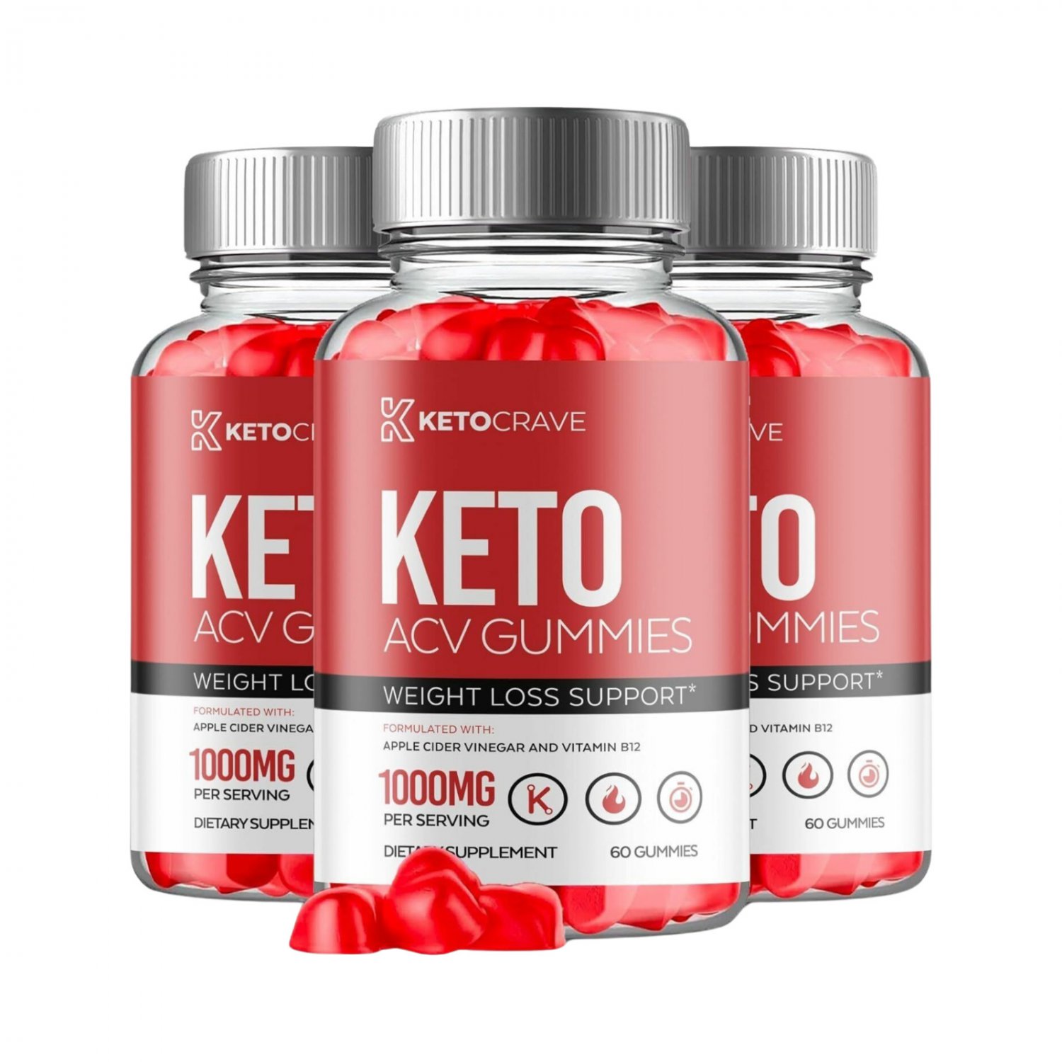3 Pack Keto Crave ACV Gummies, KetoCrave Weight Loss - 180 Gummies