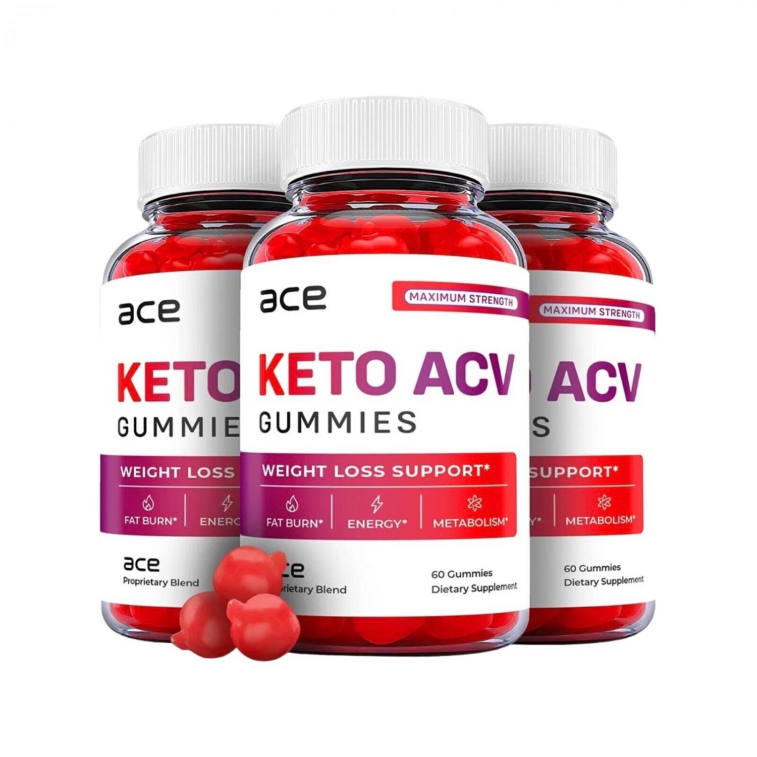 3 Pack Ace Keto ACV Gummies Weight Loss, Vegan - 180 Gummies