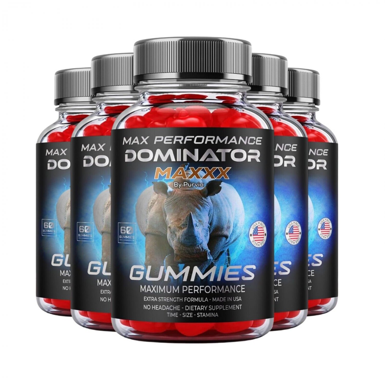 5 Pack Dominator Maxxx Gummies, Dominator Max Performance - 300 Gummies