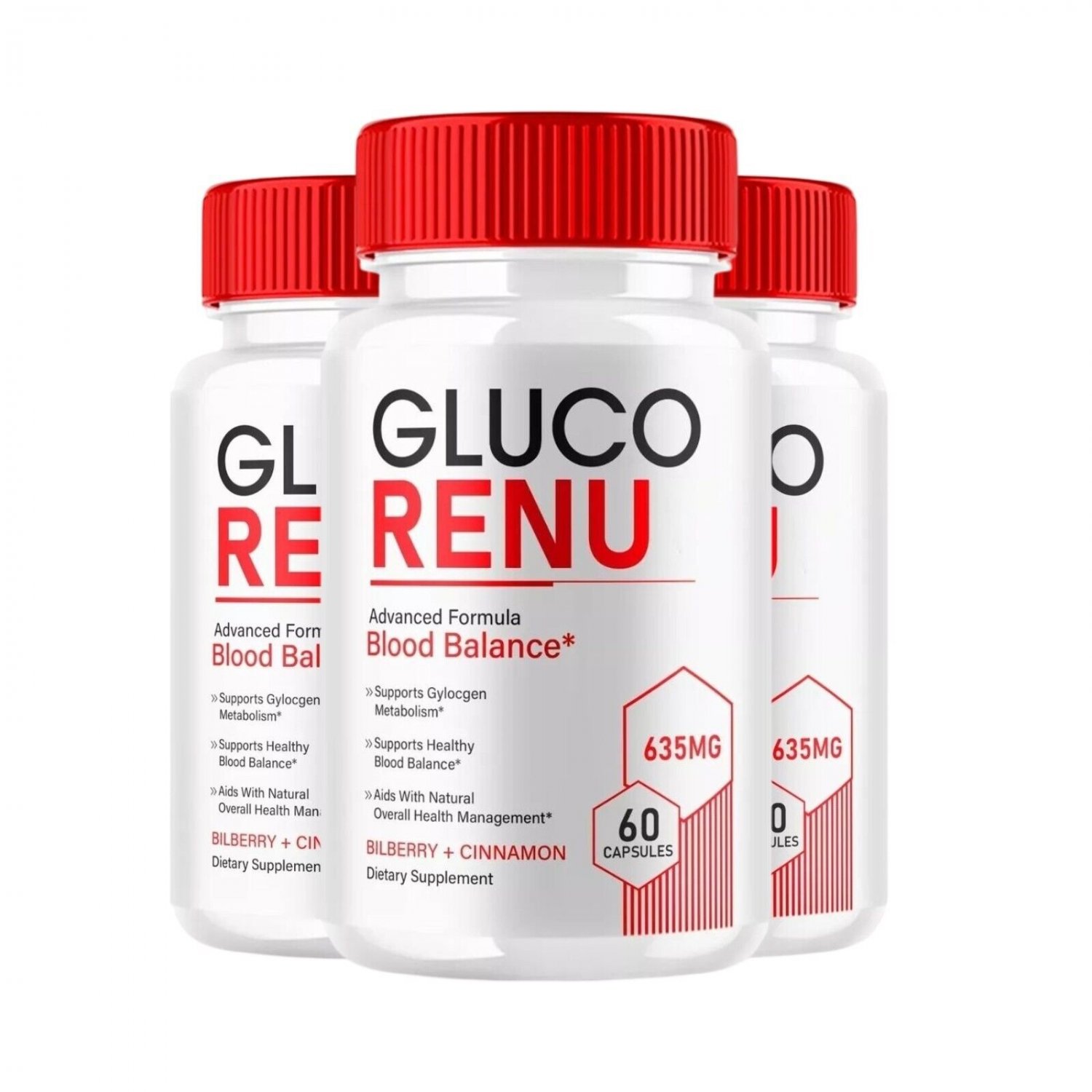 3 Pack Gluco Renu, Glyco Optimizer Blood Balance GlucoRenu Pills - 180 Capsules