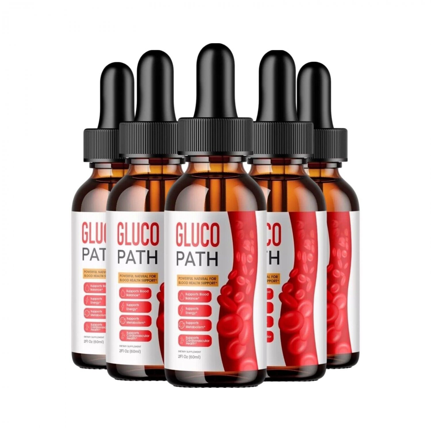 5 Pack Glucopath Drops, Gluco Path Drops, Glucopath Blood Support Supplement