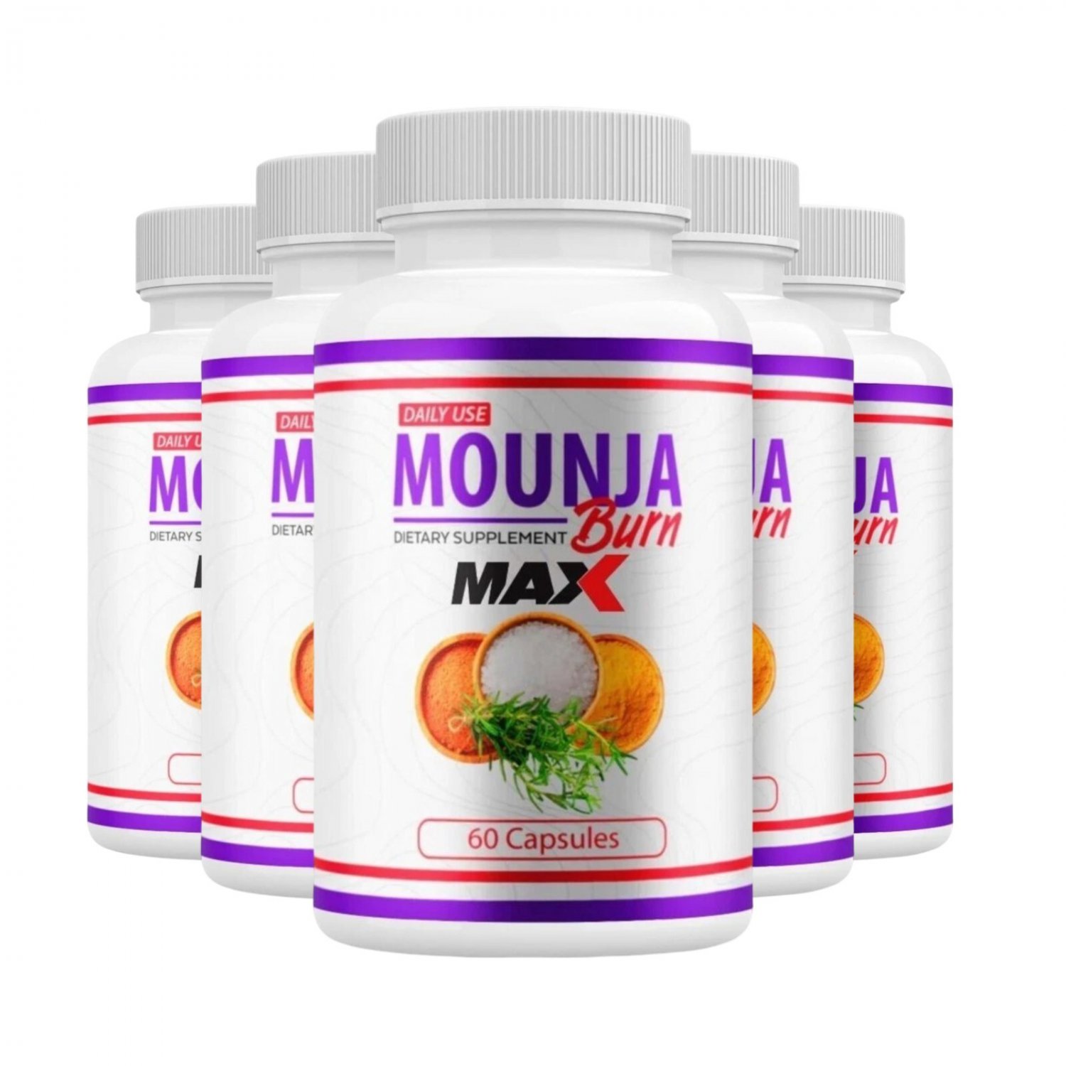 5 Pack Mounja Burn Max Capsules, MounjaBurn Supports Weight Loss - 300 Caps