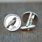Raven Cufflinks – Black and White Illustration Unique Gothic Jewelry for Men