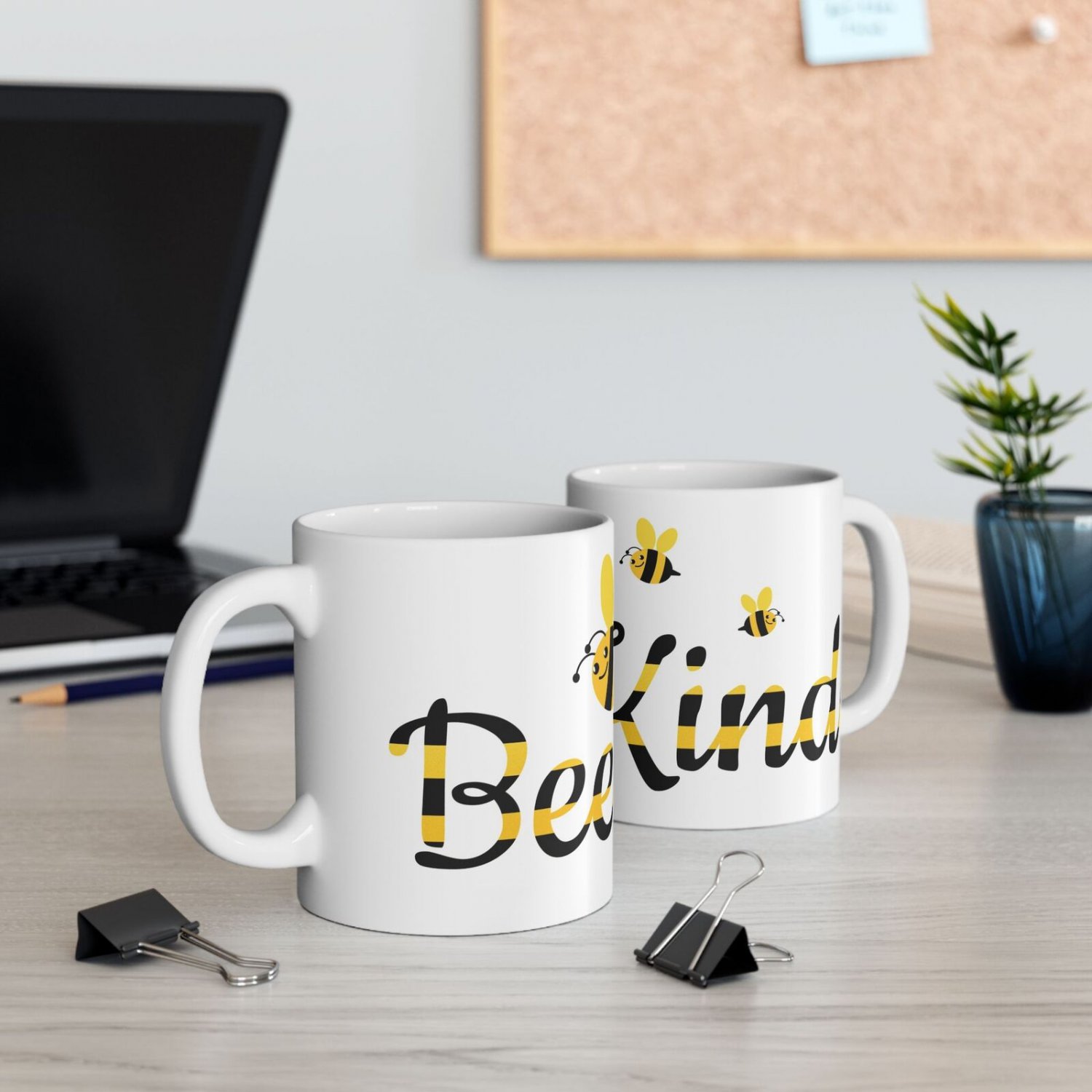 Bee Kind Mug  Ceramic Cup with Bee Print  Motivational Message Gift