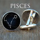 Pisces Zodiac Cufflinks – Custom Pisces Star Sign Jewelry | Unique Wedding Gift