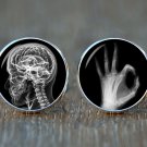 Head and Hand Skeleton Cufflinks, Human Skull Cufflinks, Gothic Skeleton Jewelry