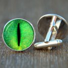 Cats Green Eyes Cufflinks, Feline Cufflinks, Cat Lover Jewelry, Unique Wedding