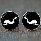 Scuba Diving Silhouette Cufflinks, Black and White Diver Cufflinks, Ocean Lover