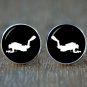Scuba Diving Silhouette Cufflinks, Black and White Diver Cufflinks, Ocean Lover