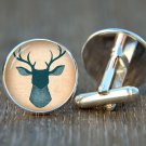 Deer Silhouette Cufflinks, Minimalist Beige Cufflinks, Modern Wedding Cufflinks