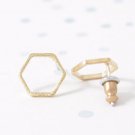 Hexagone Stud Earrings Gold Minimalism Hexagon Earring Geometric Stud Earrings