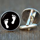 Baby Footprint Silhouette Cufflinks, New Parent Gift, Baby Shower Cufflinks