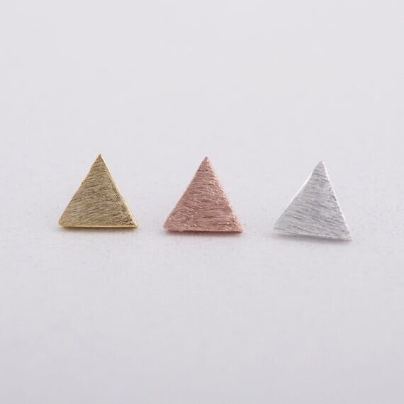 Tiny Triangle Stud Earrings Silver Minimalist Jewelry Gift Studs Gift Girl Cute