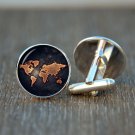 World Map Cufflinks Wedding Cufflinks Personalized Jewelry Groom Cufflinks Custo