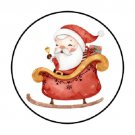 Christmas Santa Sleigh Envelope Seals Labels 48 Stickers 1.2" Round