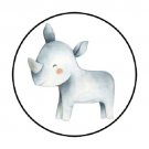 Baby Rhino Envelope Seals Labels 48 Stickers 1.2" Round