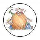 Fall Pumpkin Mice Mouse Envelope Seals Labels 48 Stickers 1.2" Round