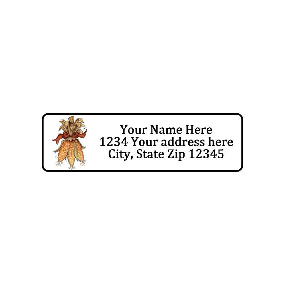 Personalized Fall Corn 1/2" x 1.75" Return Address Labels Stickers