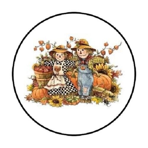 Fall Scarecrow Autumn Envelope Seals Labels 48 Stickers 1.2" Round