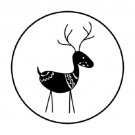 Black Reindeer Envelope Seals Labels 48 Stickers 1.2" Round