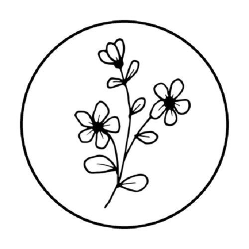 Black Flowers Envelope Seals Labels 48 Stickers 1.2" Round