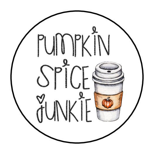 Pumpkin Spice Junkie Envelope Seals Labels 48 Stickers 1.2" Round