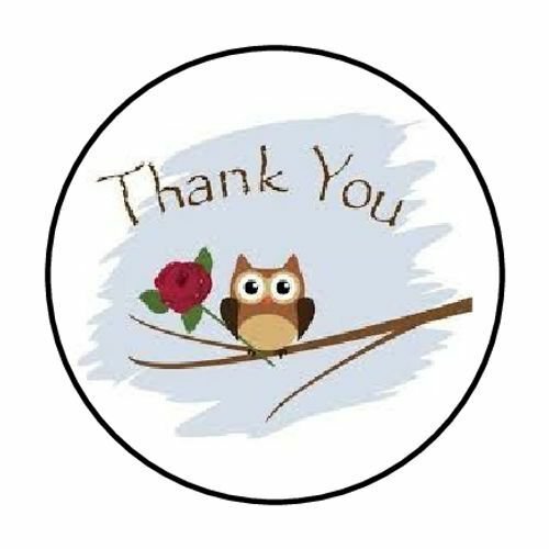 Thank You Owl Flower Envelope Seals Labels 48 Stickers 1.2" Round